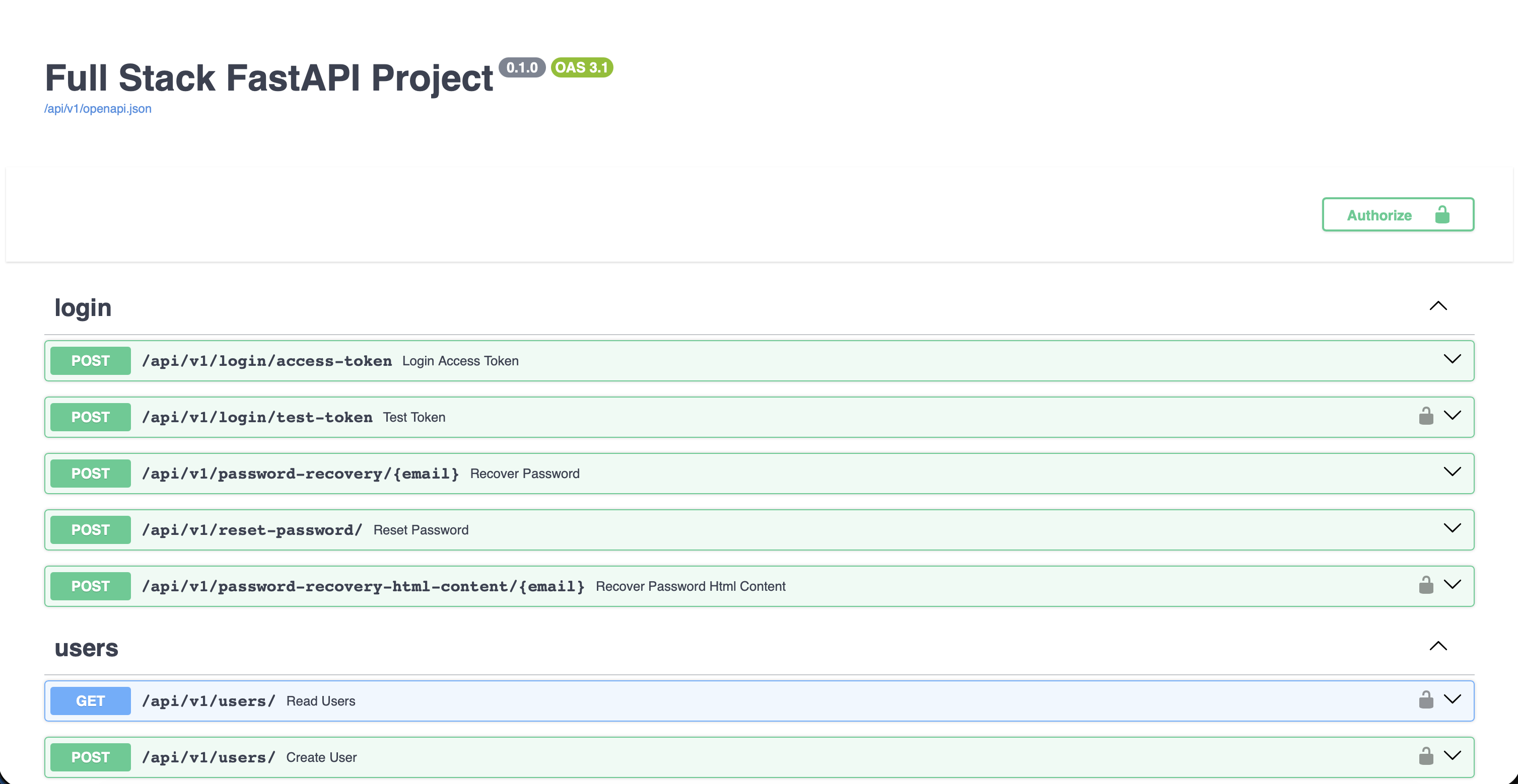 FastAPI Swagger Docs