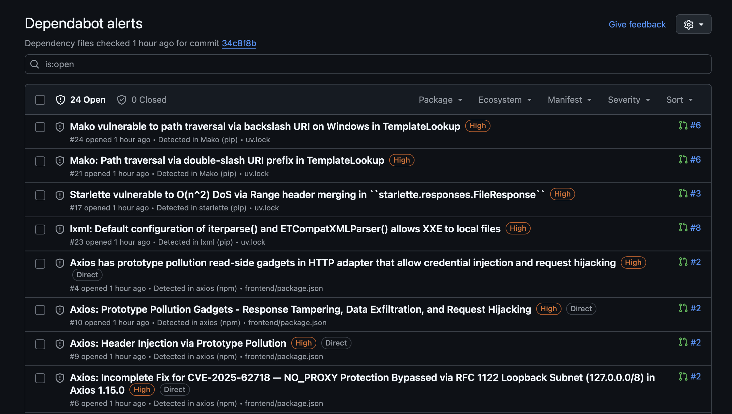 GitHub Security Alerts