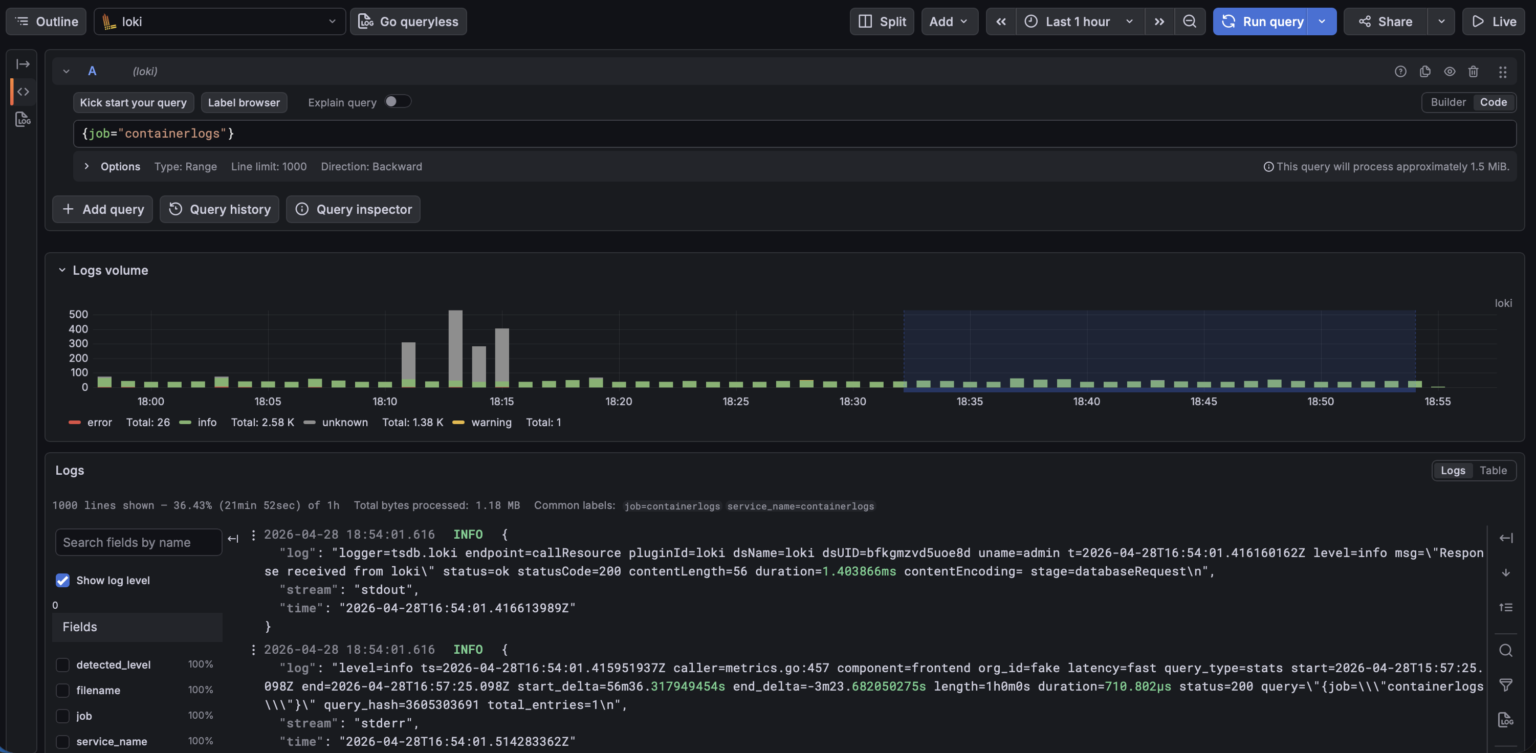 Grafana Loki Explore