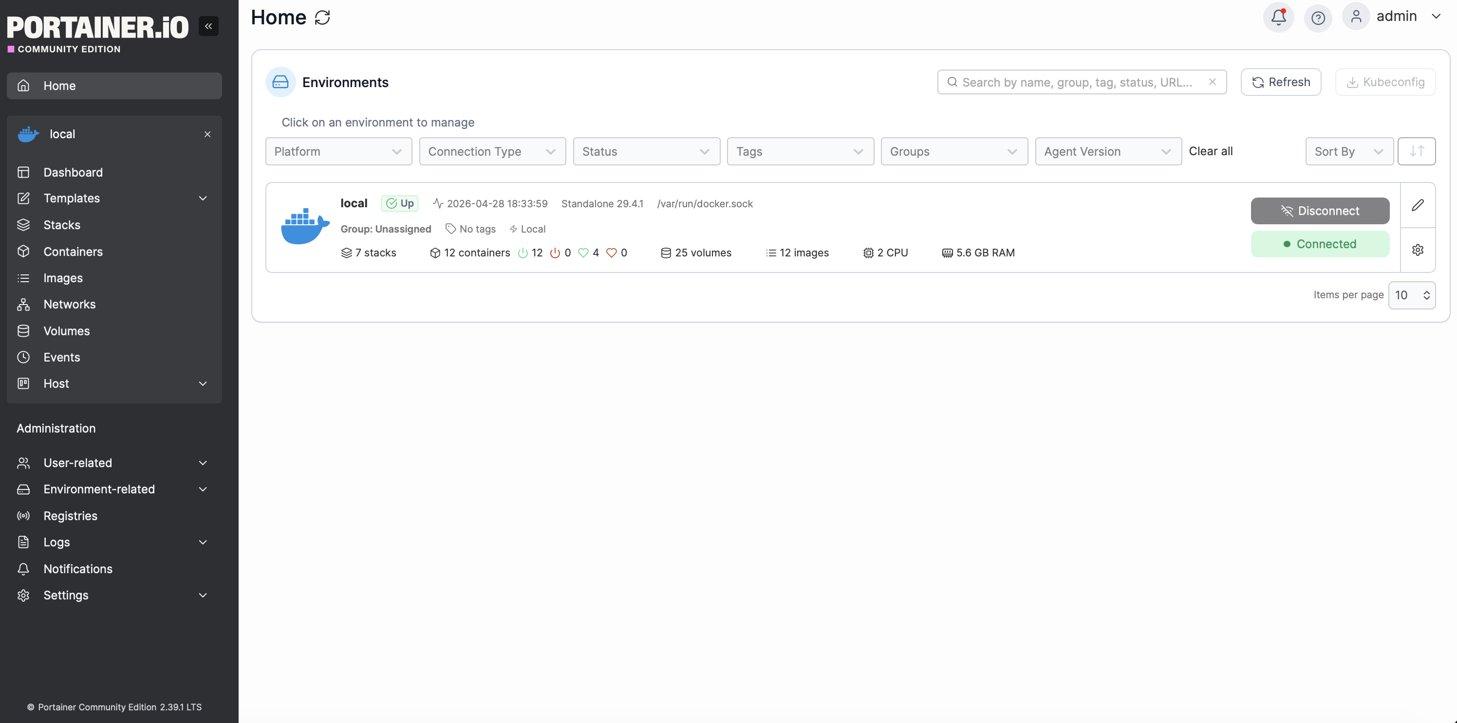 Portainer Dashboard