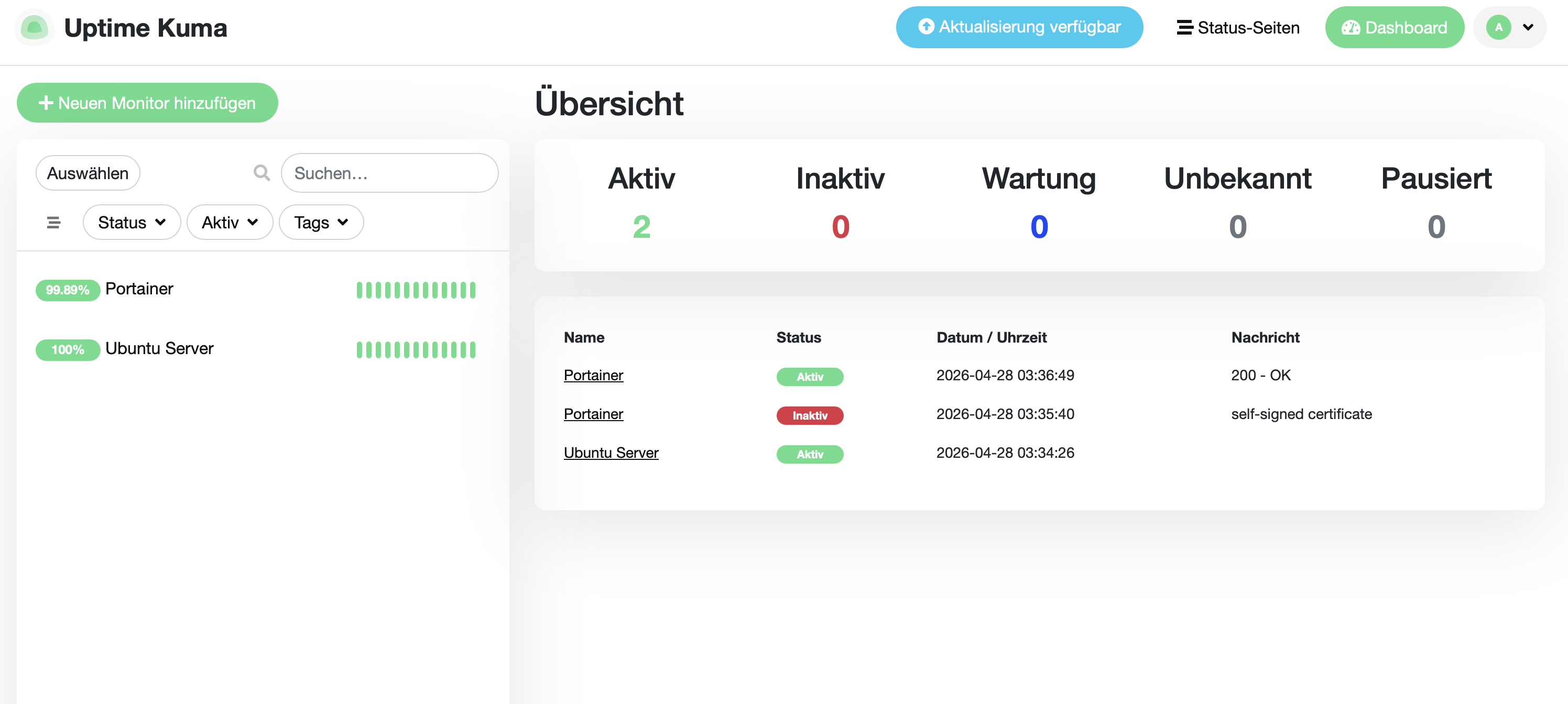 Uptime Kuma Dashboard